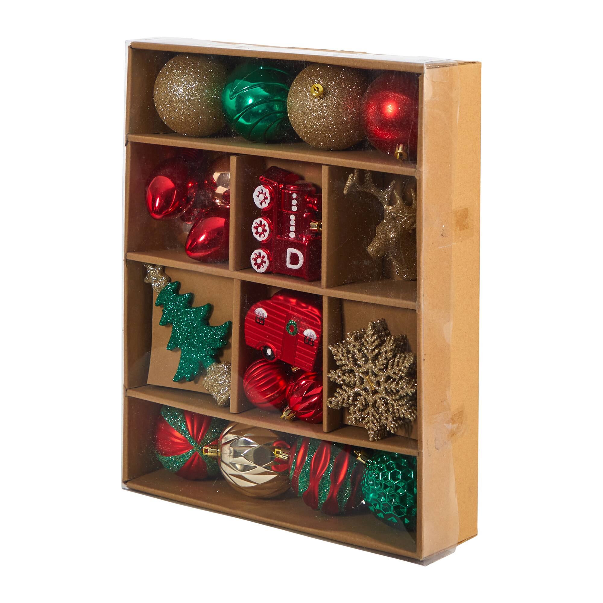 25ct. Holiday Deluxe Shatterproof Christmas Tree Ornament Box Set